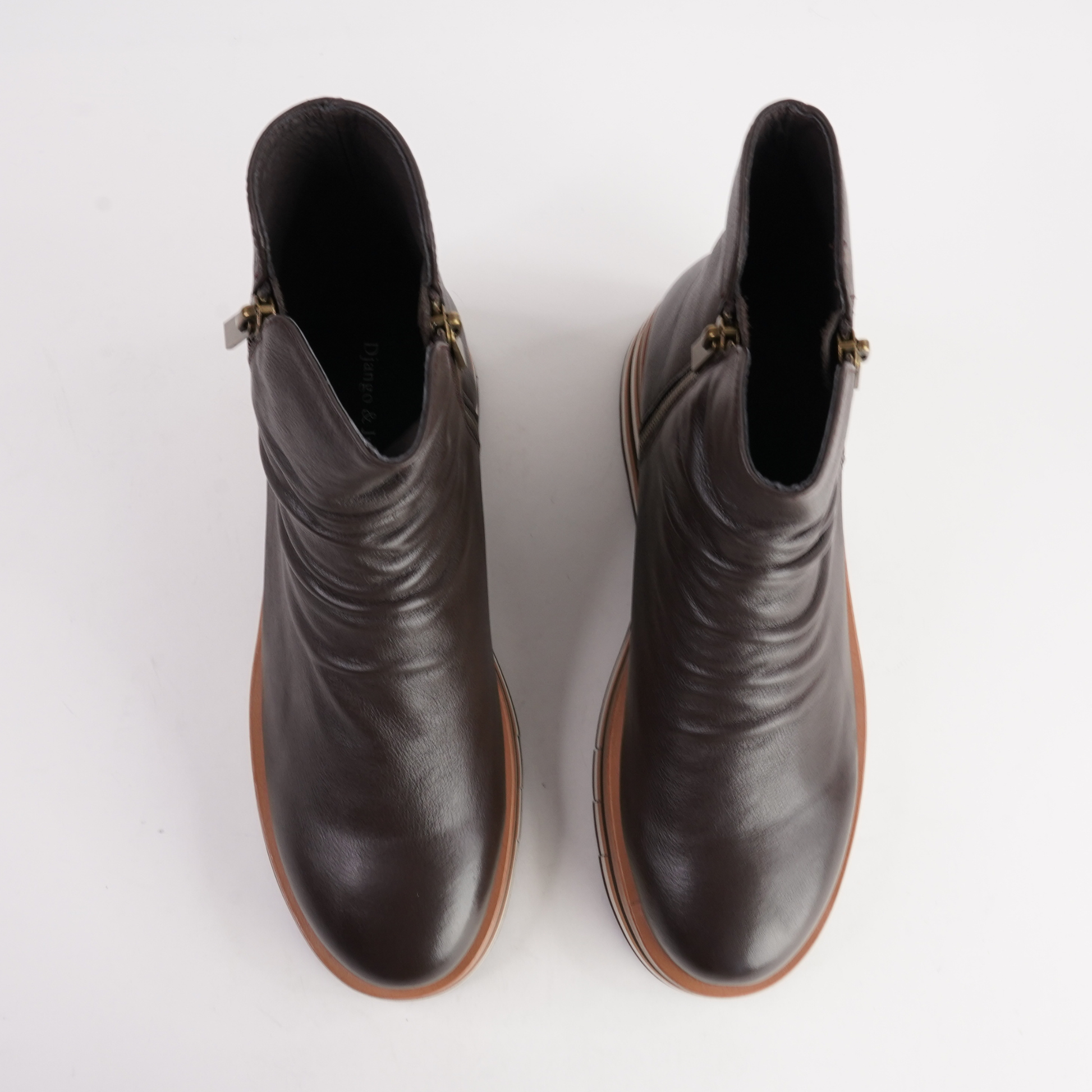 Ganni Choc Leather/ Choc Tan Multi Sole Boots - DJANGO AND JULIETTE | Shouz