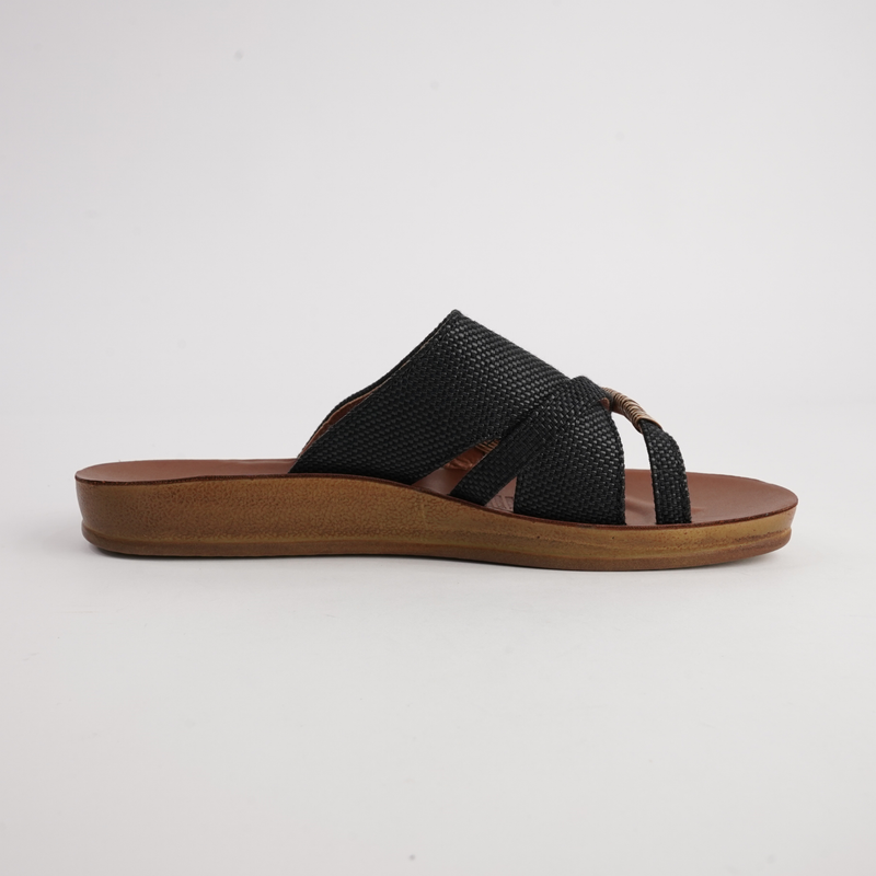 Bride Black Raffia Slides