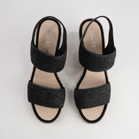 Pivey Black/ Natural Rope Espadrille Wedges