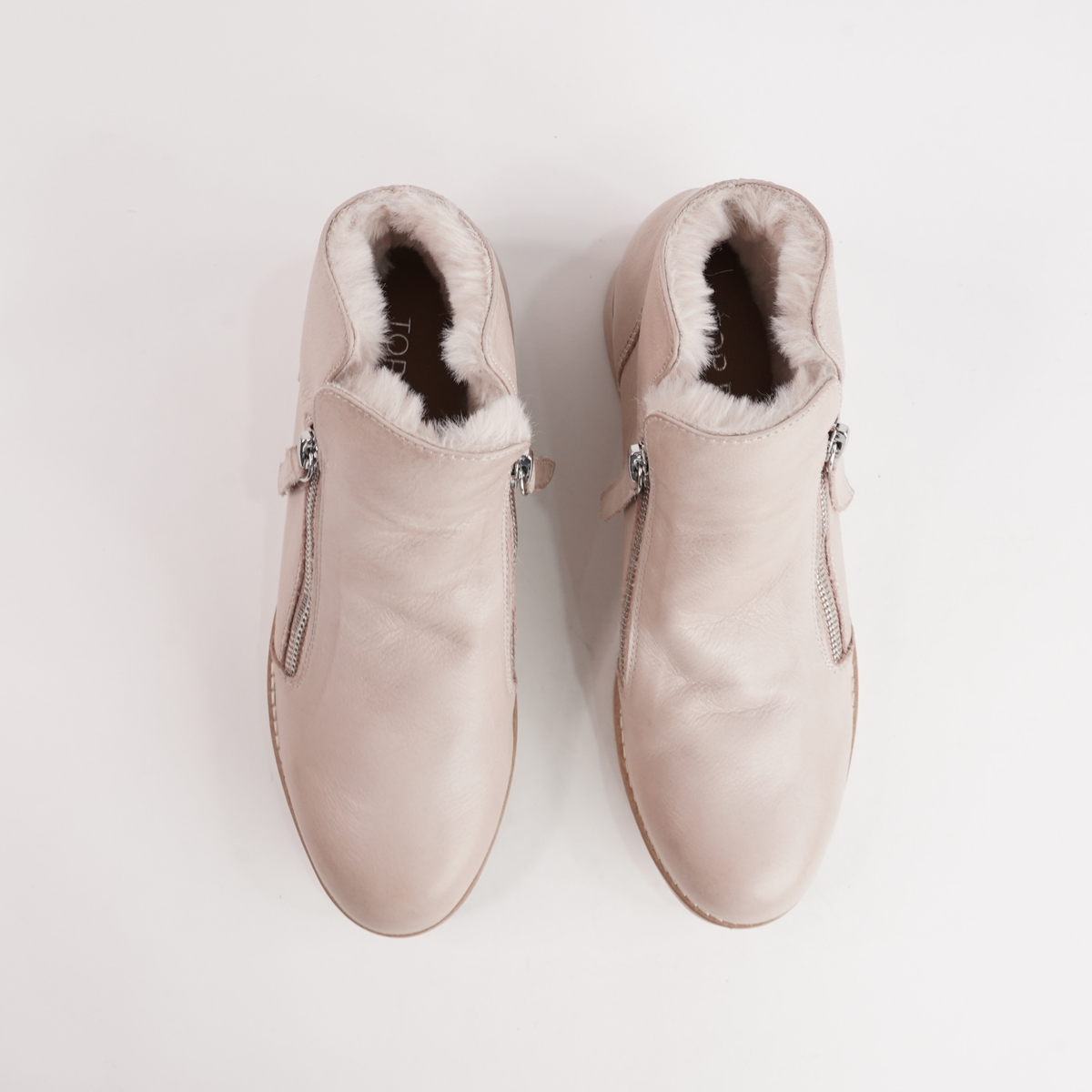 Opal Cappuccino/ Beige Fur Leather Ankle Boots - TOP END | Shouz