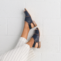 Serenade Navy/ Tan Leather Sandals