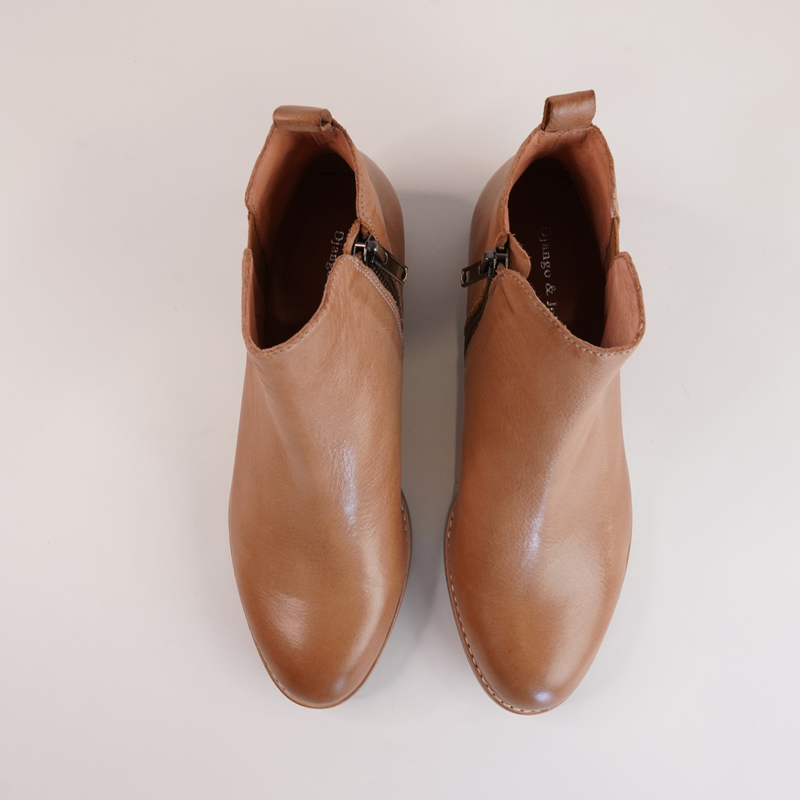 Nakta Dark Tan Leather Ankle Boots