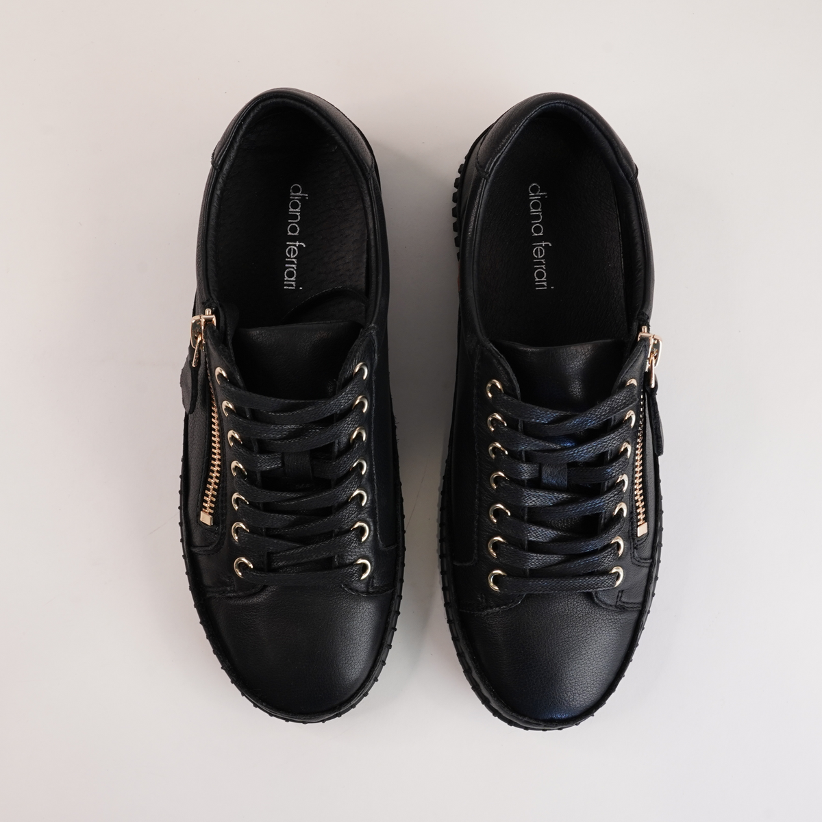 Jonza Black Leather Sneakers - DIANA FERRARI | Shouz
