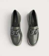 Ealia Olive/ Milk Leather Loafers