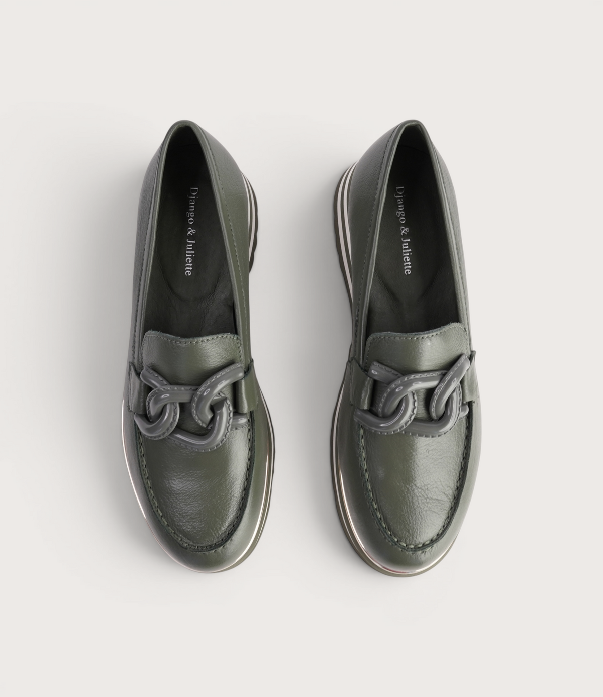 Ealia Olive/ Milk Leather Loafers