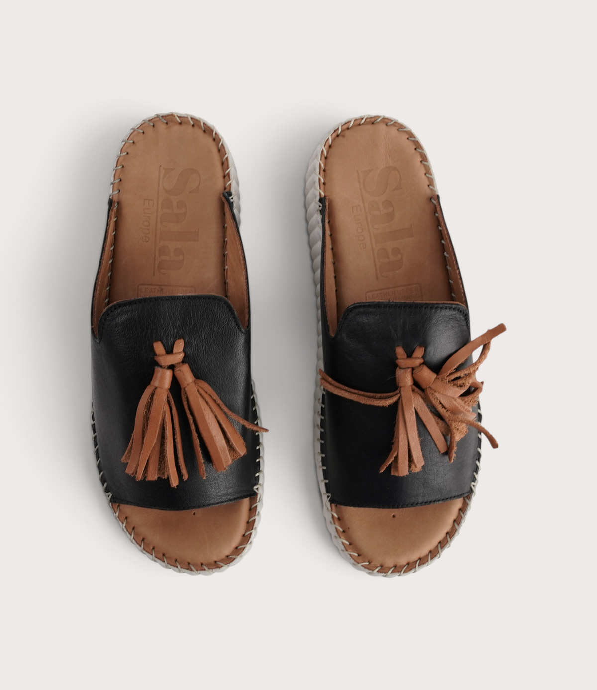 Sonny Black Leather Slides