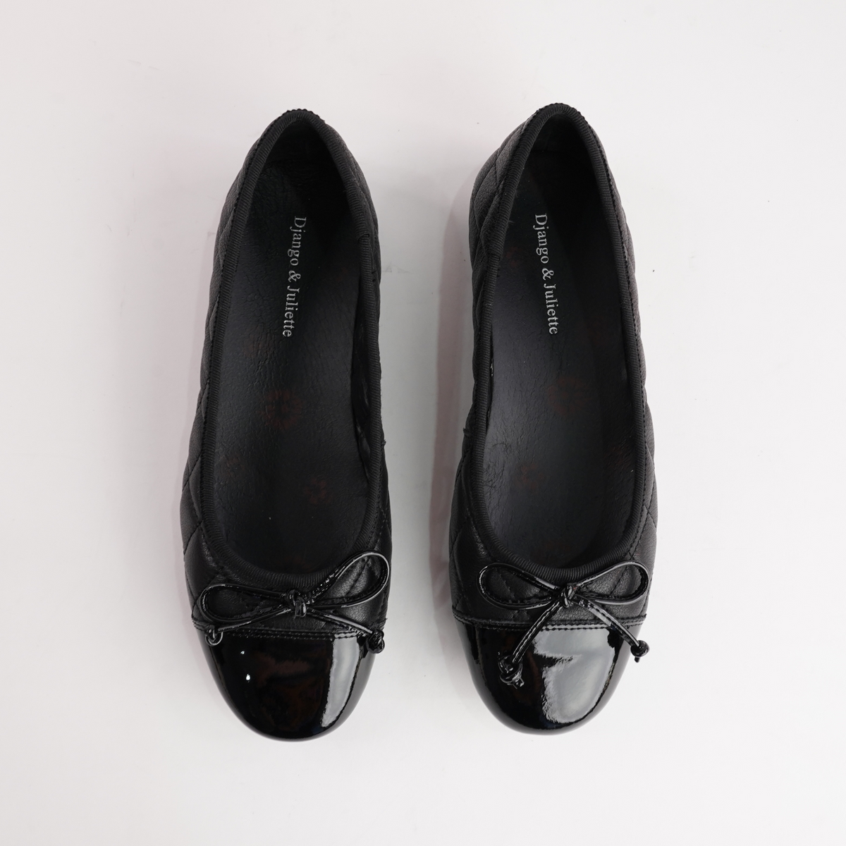 Bookie Black Patent/ Black Leather Ballet Flats - DJANGO AND JULIETTE | Shouz