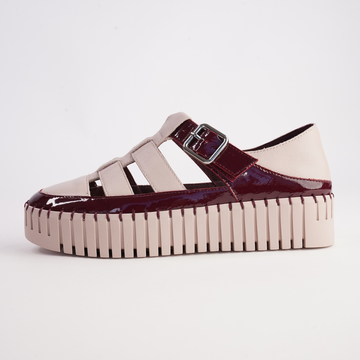 Baytown Burgundy Patent/ Nude Leather Sneakers