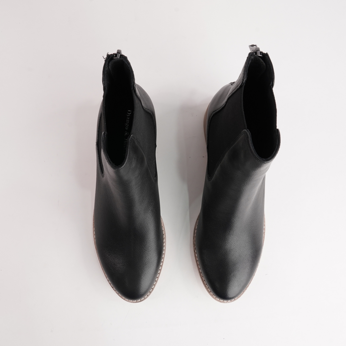 Panord Black/ Natural Heel Leather Ankle Boots