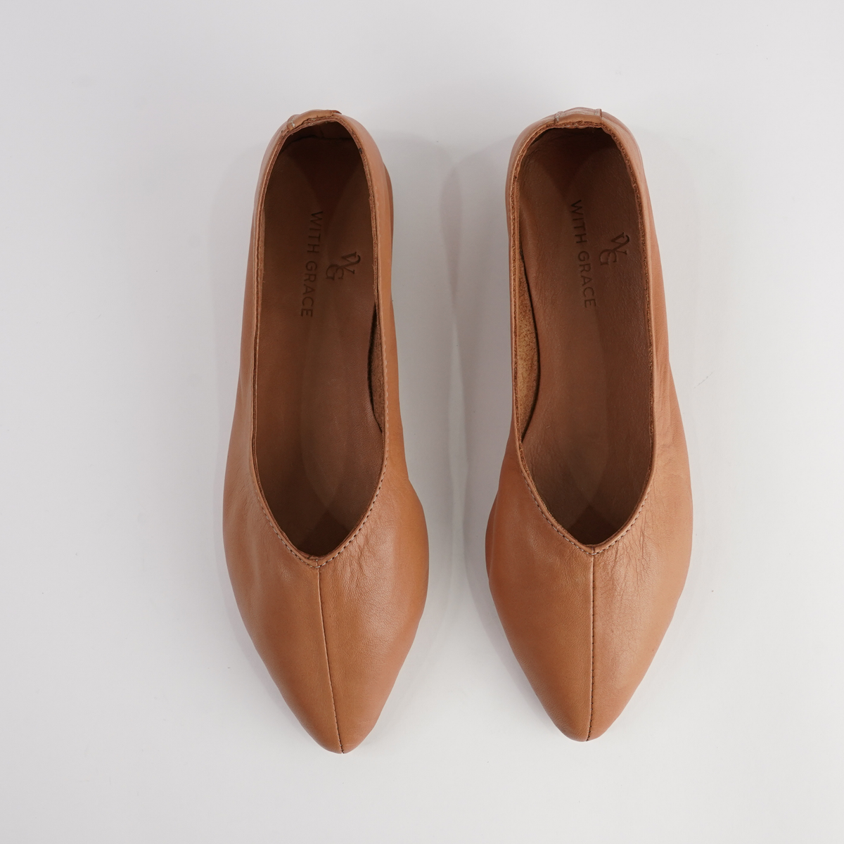 Celeste Coconut Leather Ballet Flats - WITH GRACE | Shouz