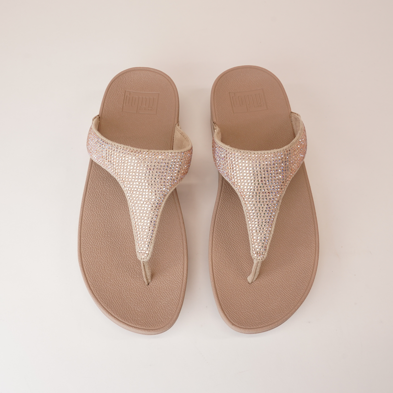 Lulu Crystal Embellished Latte Sandals