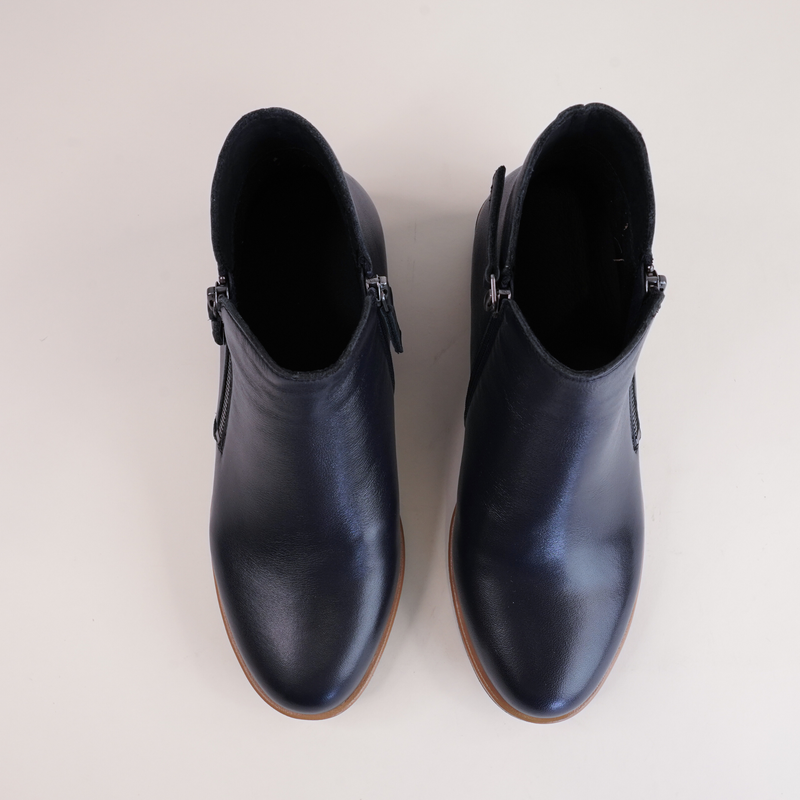 Dolomite Navy Leather Ankle Boots