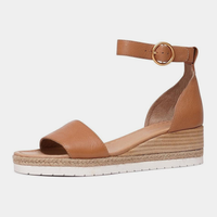 Idola Dark Tan Leather Wedges