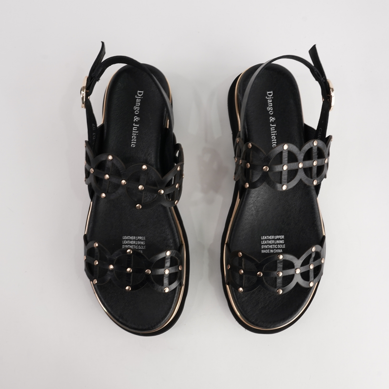 Carola Black Leather Sandals