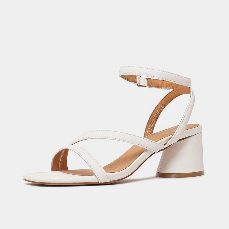 Petricia White Leather Heels