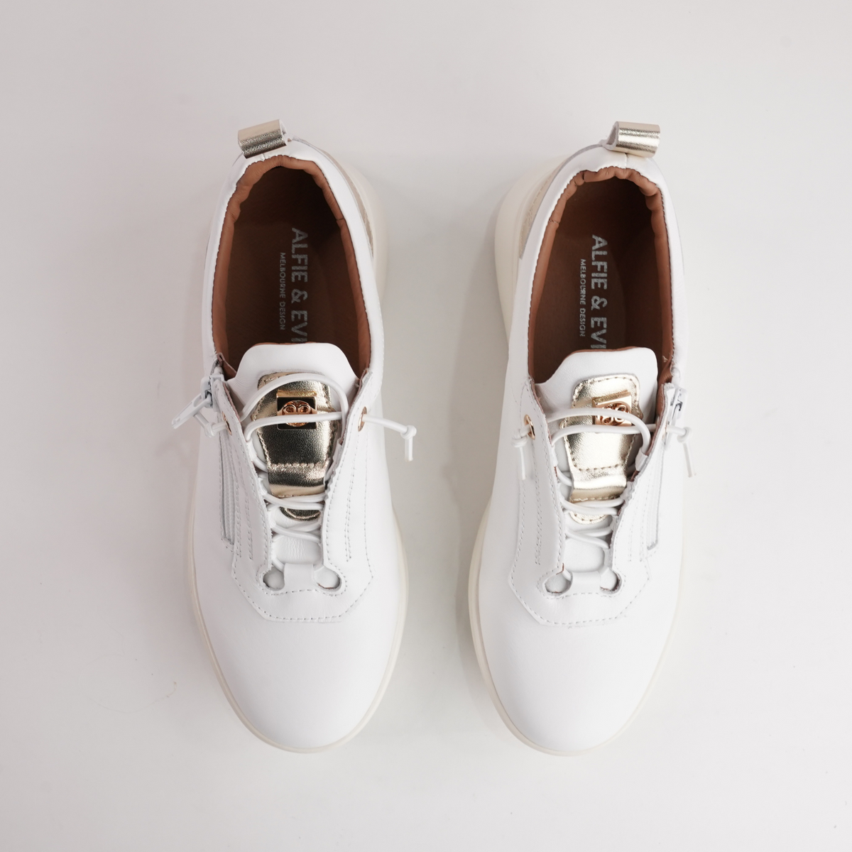 Tickler White Leather Sneakers - ALFIE AND EVIE | Shouz