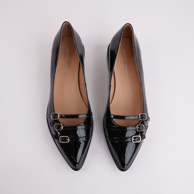 Eliora Black Patent Leather Flats