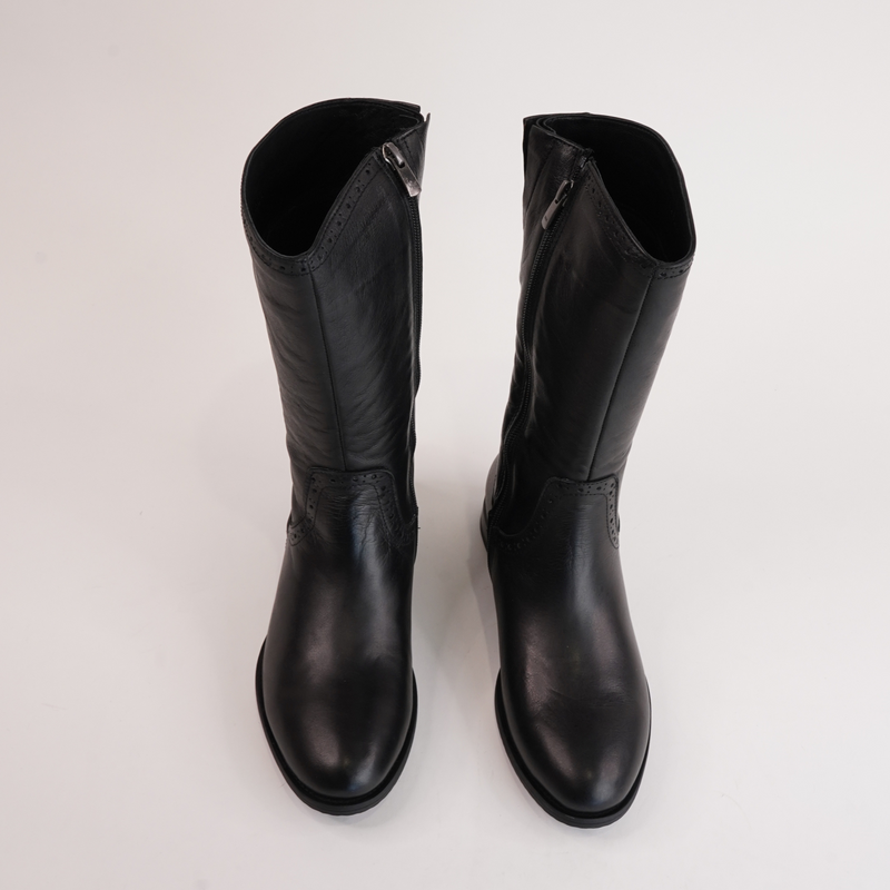 Garda Black Leather Knee High Boots