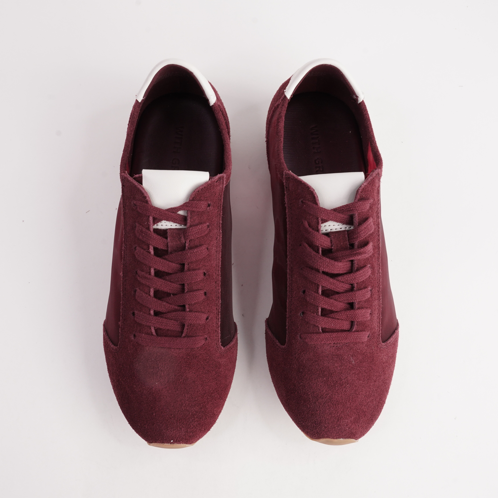 Ruby Burgandy Suede Sneakers - WITH GRACE | Shouz