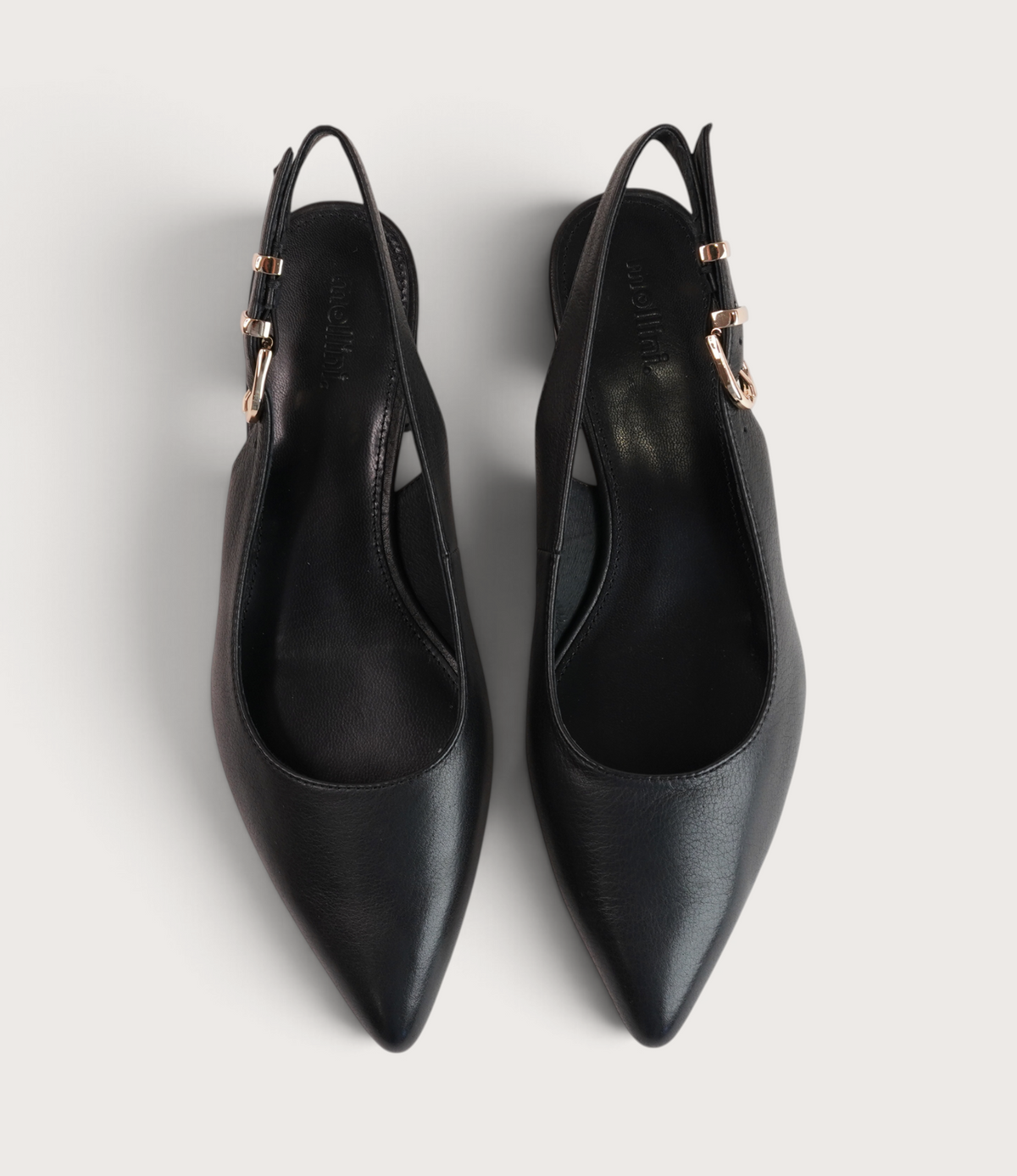 Thetrim Black Leather Heels - MOLLINI | Shouz