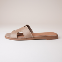 Lycha Latte Leather Slides