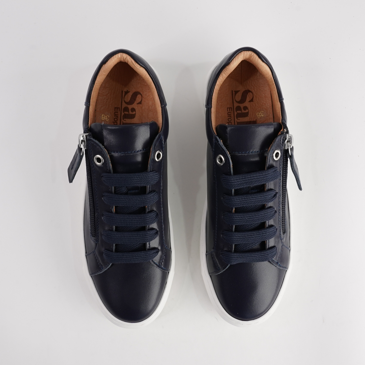 Elly Deep Ocean Leather Sneakers - SALA | Shouz