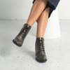 Js-2180 Khaki Metallic Leather Ankle Boots