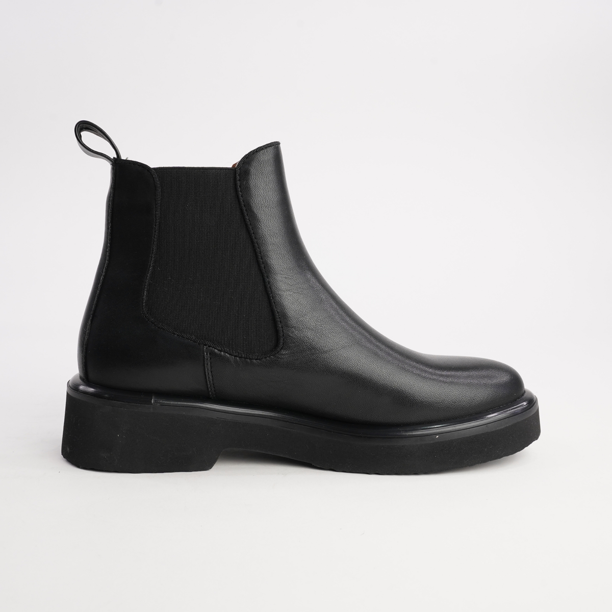 Thea Black Leather Ankle Boots