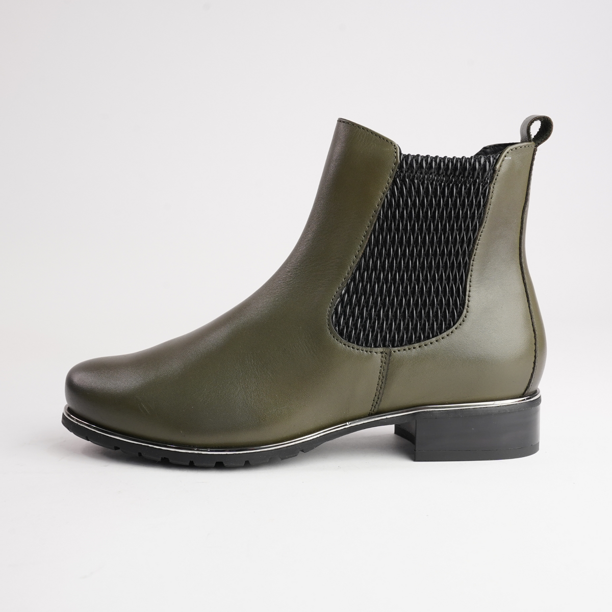 Chiara 02 Olive Leather Ankle Boots