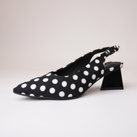 Ihops Black White Spots Leather Heels