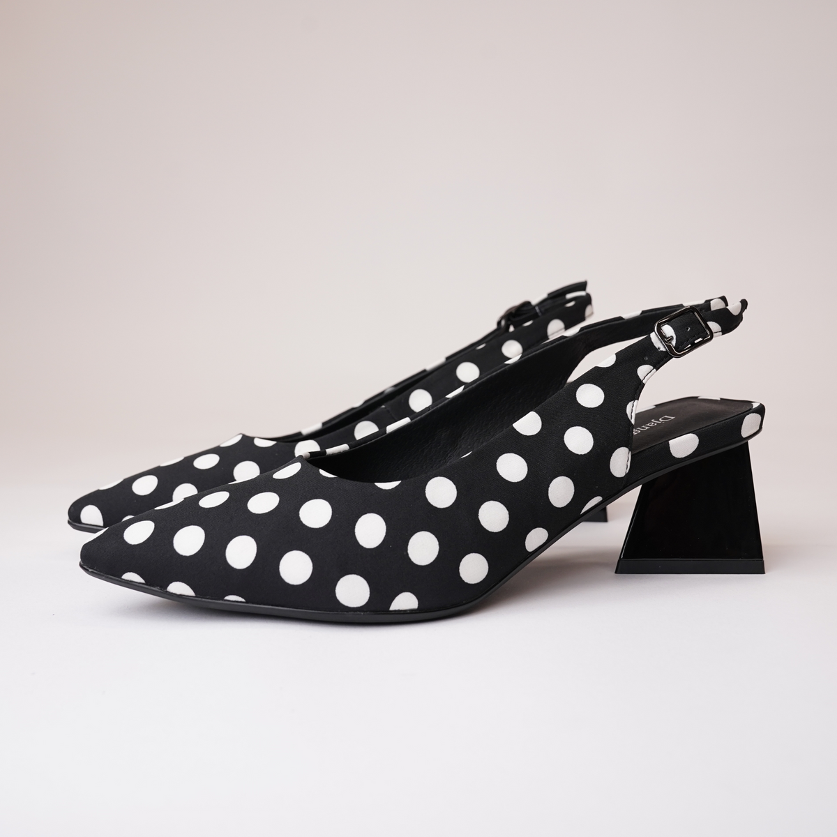Ihops Black White Spots Leather Heels - DJANGO AND JULIETTE | Shouz