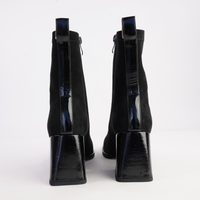 Abolish Black Patent/ Black Suede Stretch Boots - BRESLEY | Shouz