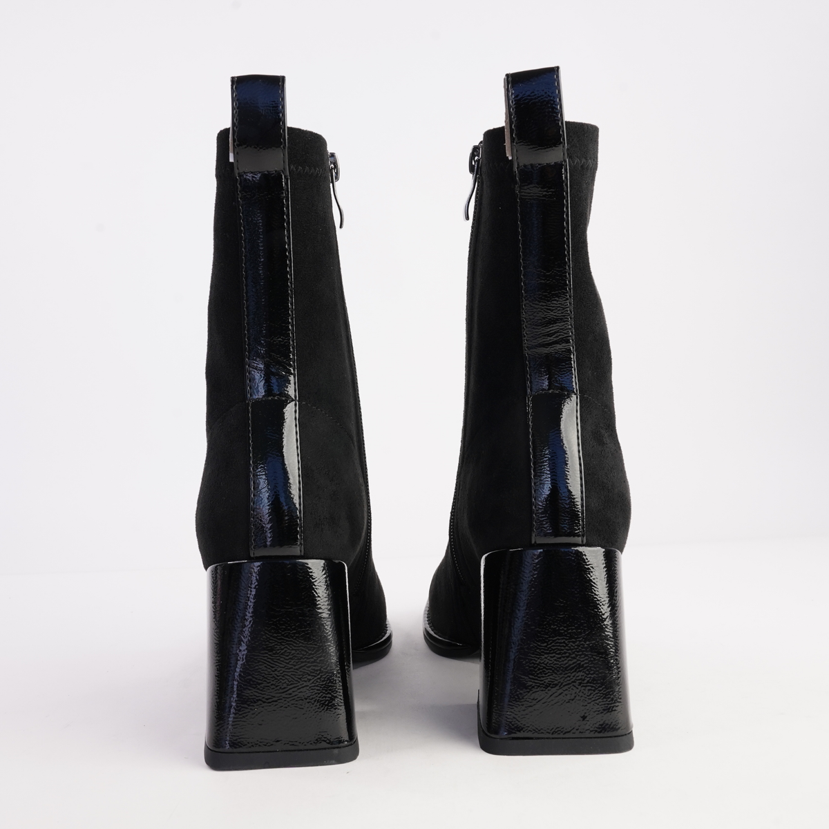 Abolish Black Patent/ Black Suede Stretch Boots - BRESLEY | Shouz