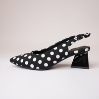 Ihops Black White Spots Leather Heels