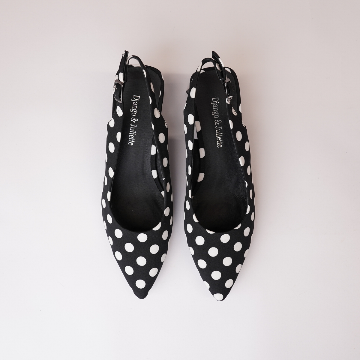 Ihops Black White Spots Leather Heels - DJANGO AND JULIETTE | Shouz