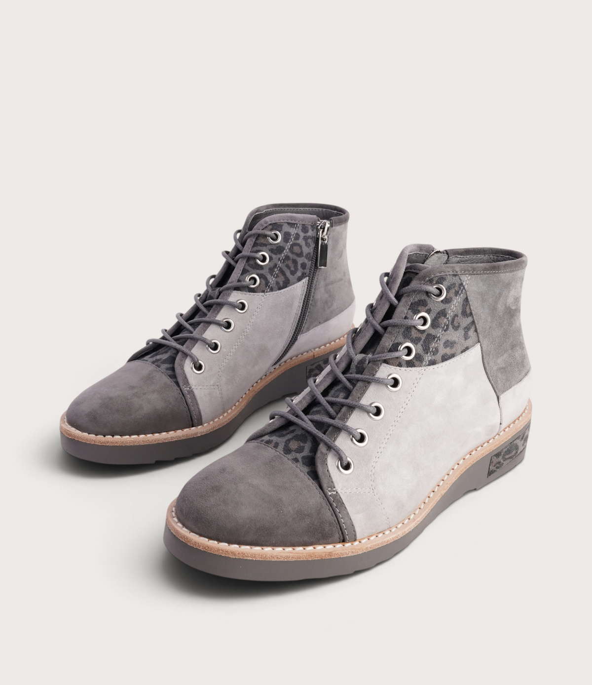 Regine Charcoal Multi Leather Ankle Boots