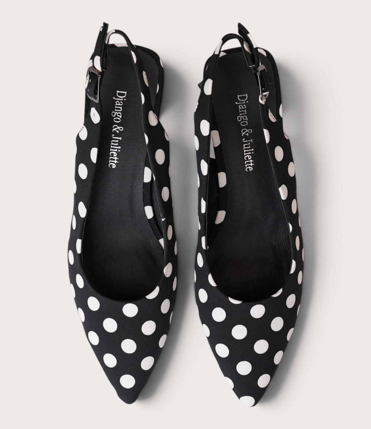 Ihops Black White Spots Leather Heels - DJANGO AND JULIETTE | Shouz