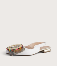 Vesper White/ Gold Leather Flats