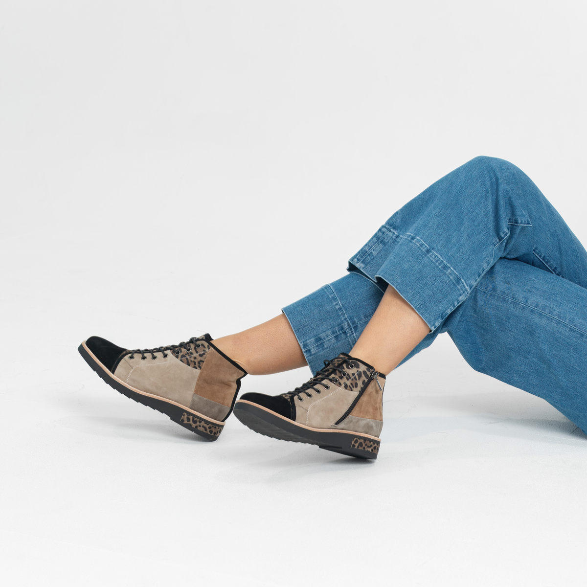 Regine Leopard Multi Leather Ankle Boots - DJANGO AND JULIETTE | Shouz