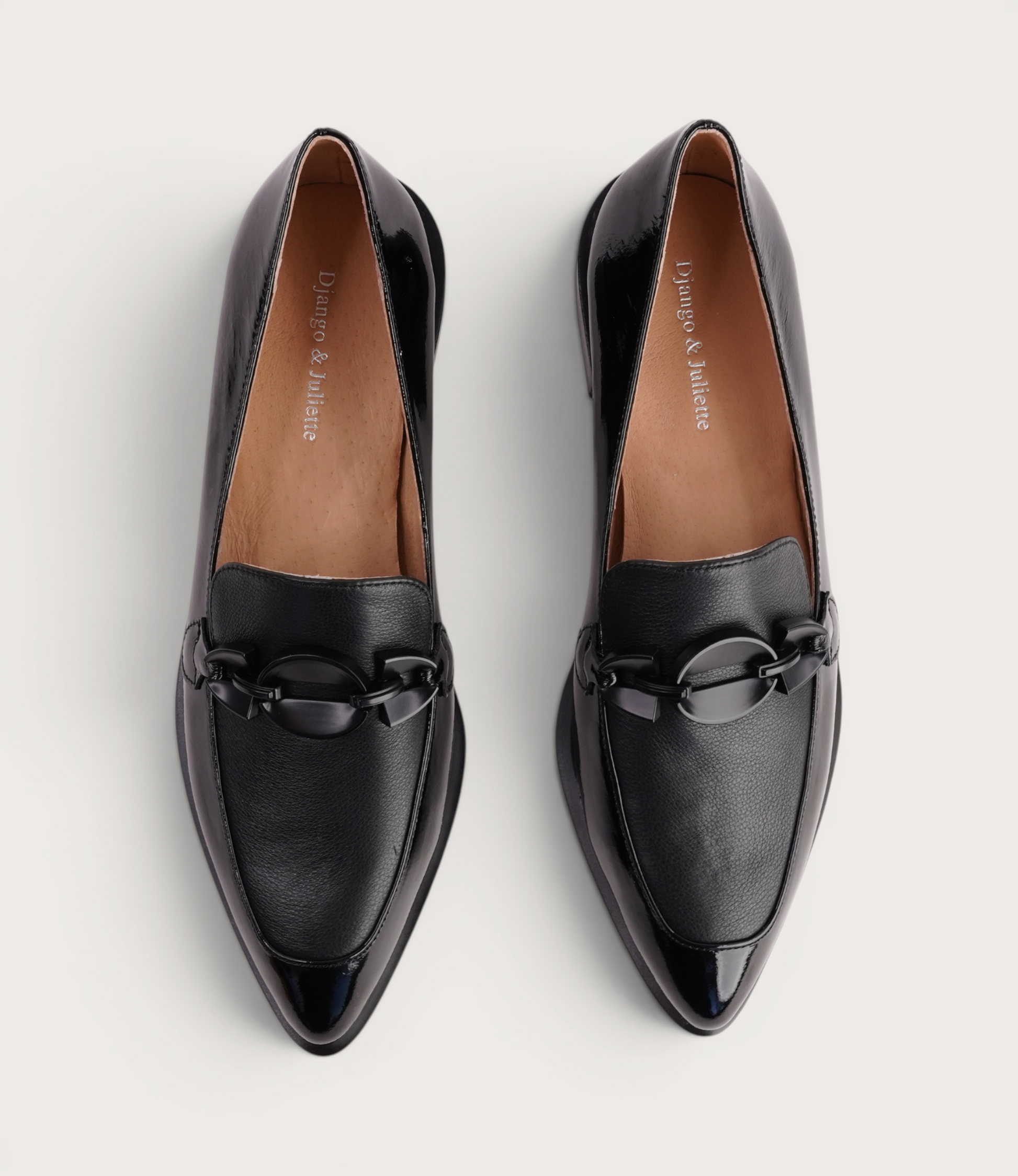 Elliotts Black Patent/ Black Leather Loafers