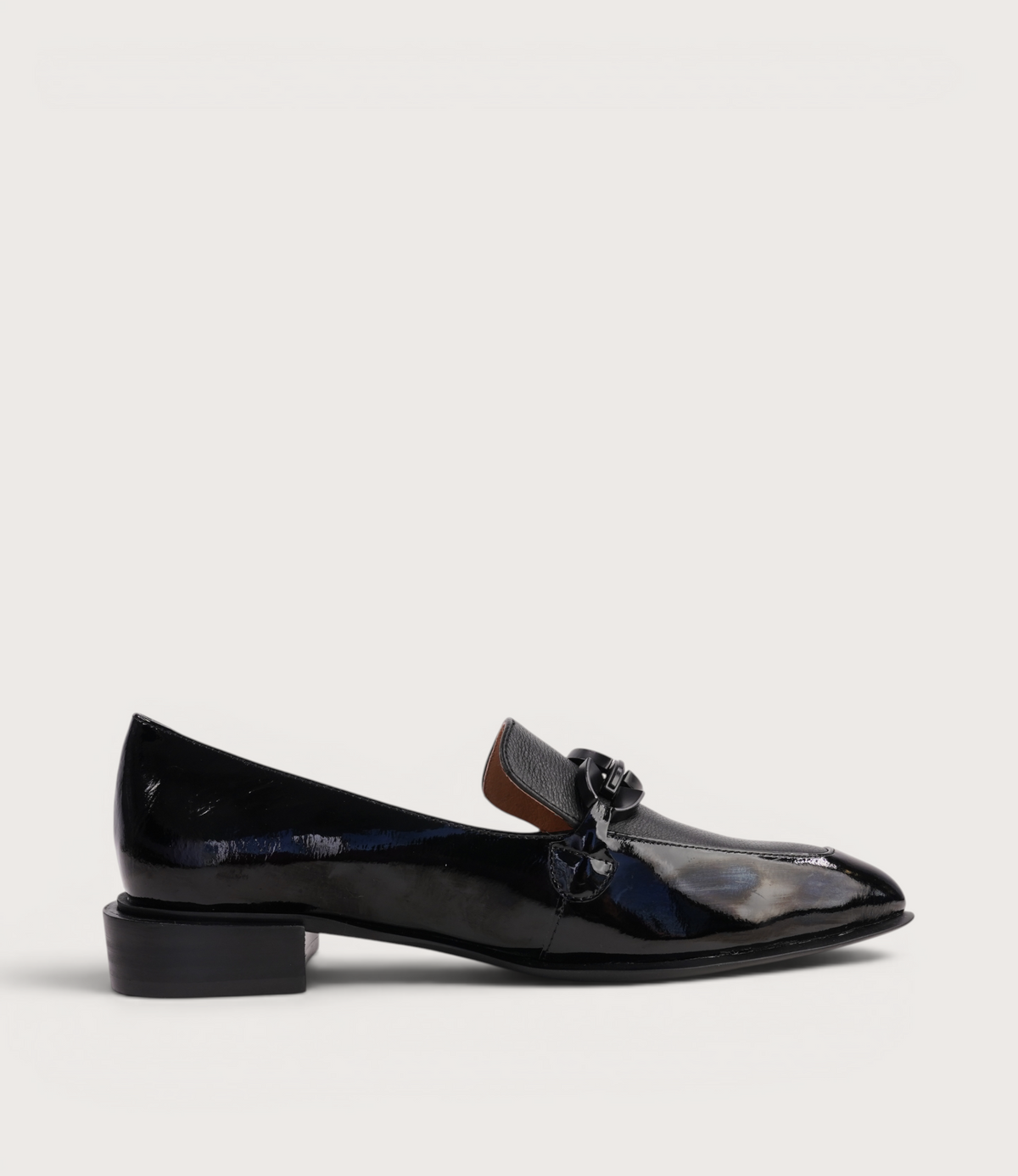 Elliotts Black Patent/ Black Leather Loafers