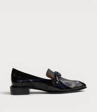 Elliotts Black Patent/ Black Leather Loafers