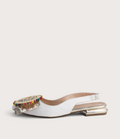 Vesper White/ Gold Leather Flats