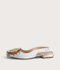 Vesper White/ Gold Leather Flats