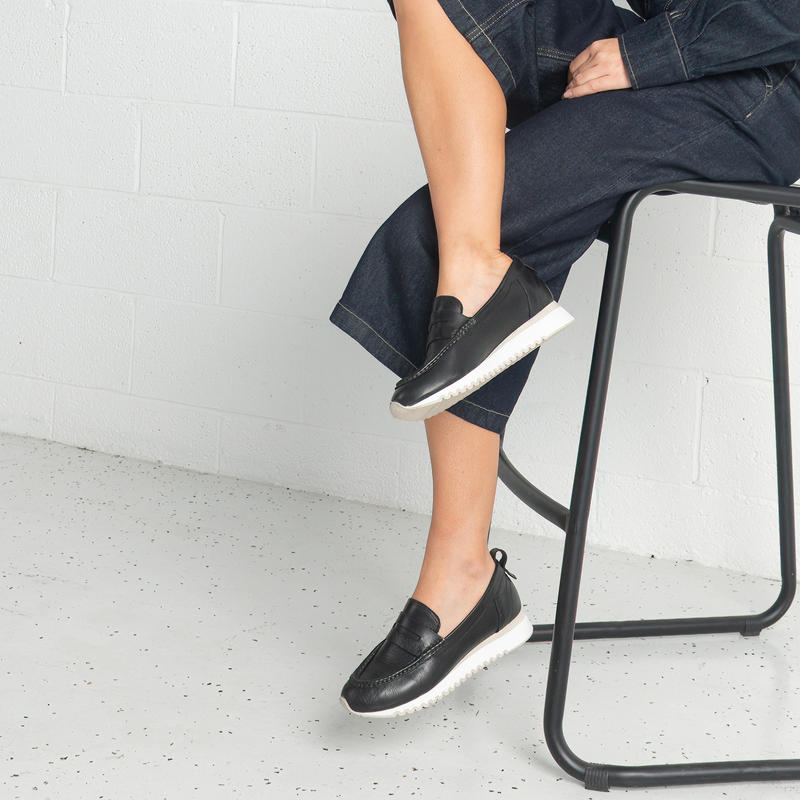 Peggy Black Leather Loafers