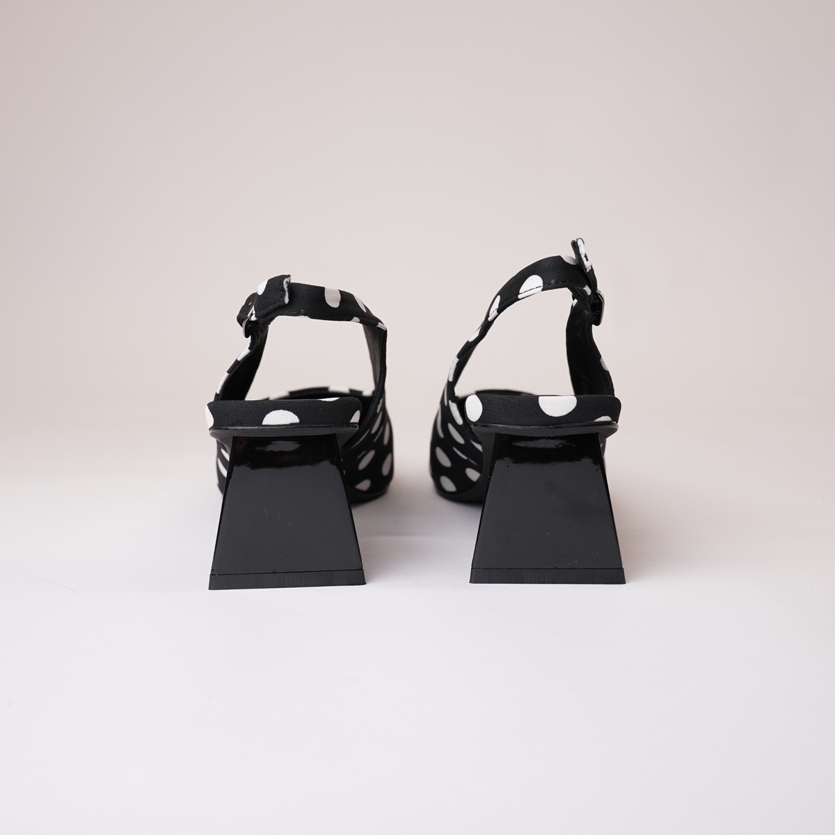 Ihops Black White Spots Leather Heels - DJANGO AND JULIETTE | Shouz