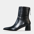 Auroa Black Leather Ankle Boots
