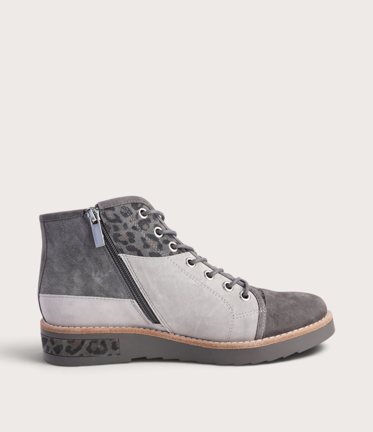 Regine Charcoal Multi Leather Ankle Boots