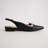 Yeska Black Leather/ Ivory Flats