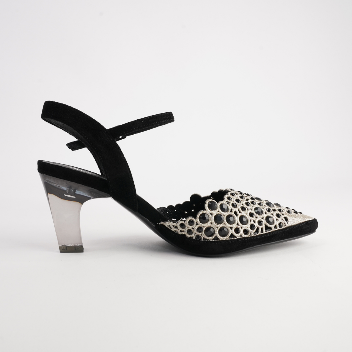 Kyler Black/ Gold Leather Heels - DJANGO AND JULIETTE | Shouz